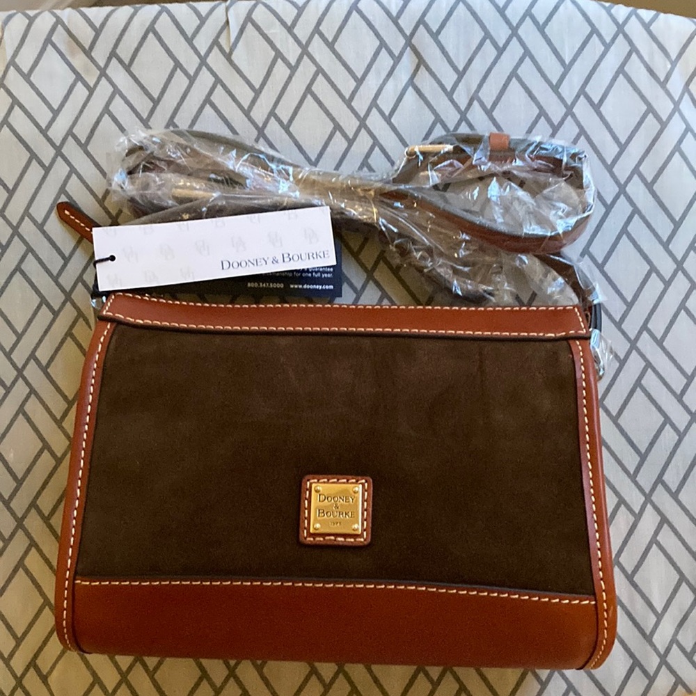 Brown Suede Zip Crossbody Purse